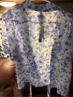 Blue Floral Print Women’s Blouse